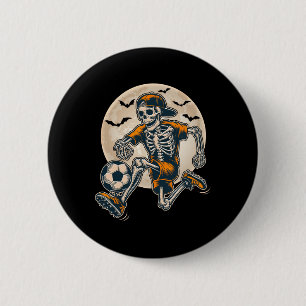 Funny Skeleton Soccer Men Boys Kids Halloween Cost 6 Cm Round Badge