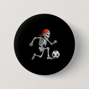 Funny Skeleton Soccer Men Boys Kids Halloween Cost 6 Cm Round Badge