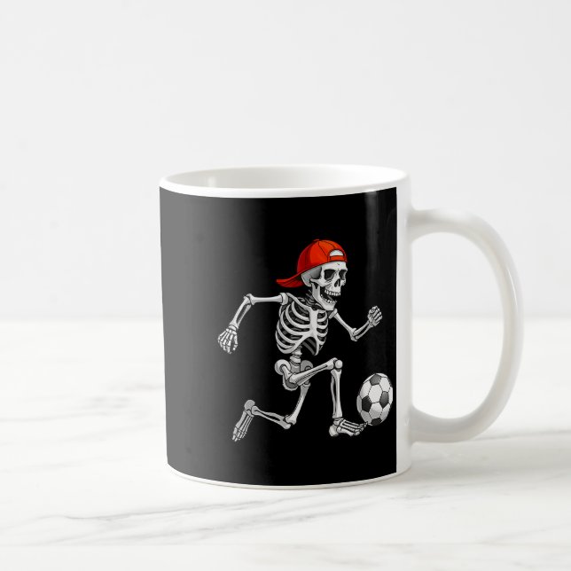 Funny Skeleton Soccer Men Boys Kids Halloween Cost Coffee Mug (Right)