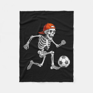 Funny Skeleton Soccer Men Boys Kids Halloween Cost Fleece Blanket