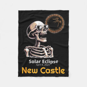Funny Skeleton Solar Eclipse Castle Indiana Fleece Blanket