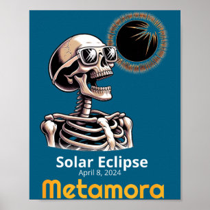 Funny Skeleton Solar Eclipse Metamora Indiana Poster