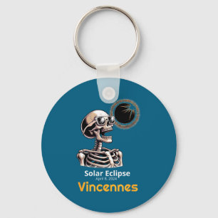 Funny Skeleton Solar Eclipse Vincennes Indiana Key Ring