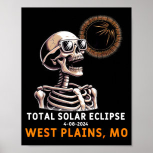 Funny Skeleton Solar Eclipse West Plains Poster
