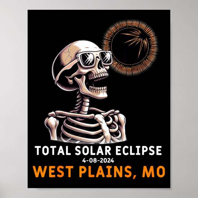 Funny Skeleton Solar Eclipse West Plains Poster (Front)