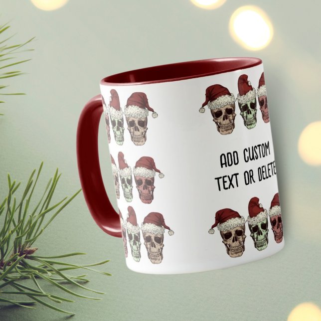 Funny Skeleton Spooky Vibes Head Christmas Red Mug (Creator Uploaded)