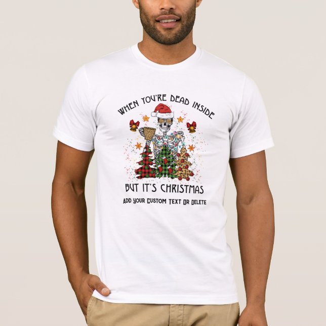 Funny Skeleton Spooky Vibes Skull Head Christmas T-Shirt (Front)