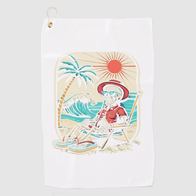 Funny Skeleton Summer Golf Towel (Front)
