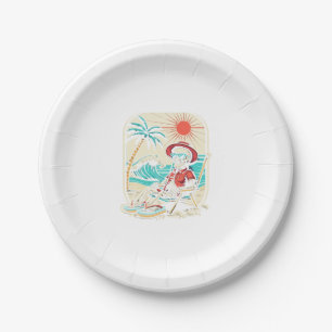 Funny Skeleton Summer Paper Plate