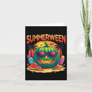 Funny Skeleton Summer Summerween Watermelon Jack-o Card