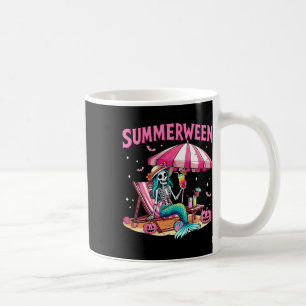 Funny Skeleton Summerween Mermaid Beach Halloween  Coffee Mug