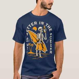 Funny Skeleton Surfer Funny Wave Surfing Surf Cost T-Shirt