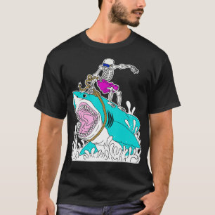 Funny Skeleton Surfing Halloween TShirt