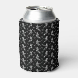 Funny Skeleton Surfing Shaka Sign Happy Halloween Can Cooler