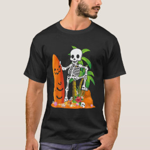 Funny Skeleton Surfing Surfboard Hawaiian Hallowee T-Shirt