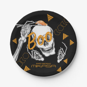 Funny skeleton Sushi Halloween Birthday party Paper Plate