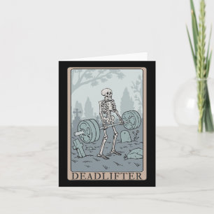 Funny Skeleton Tarot Card Deadlifter Bodybuilding 