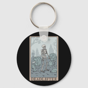 Funny Skeleton Tarot Card Deadlifter Bodybuilding  Key Ring