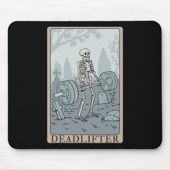 Funny Skeleton Tarot Card Deadlifter Bodybuilding  Mouse Pad (Front)