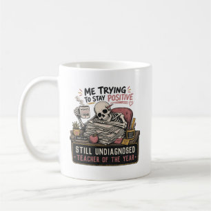 Funny Skeleton Teacher Of The Year Custom Gift Coffee Mug