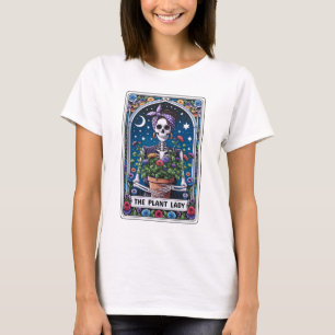 Funny Skeleton The Plant Lady Tarot T-Shirt