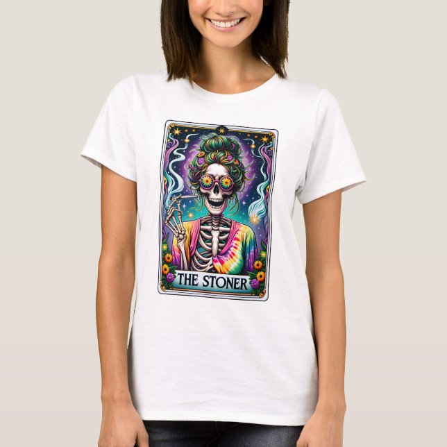 Funny Skeleton The Stoner Tarot  T-Shirt (Front)