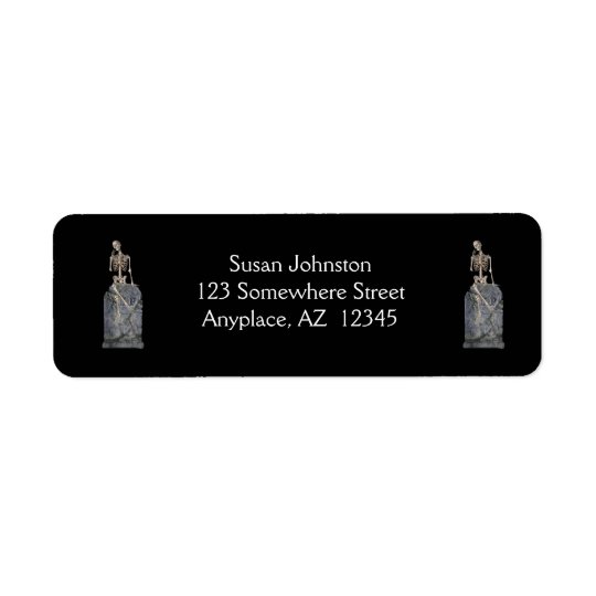 Funny Skeleton Tombstone Halloween Address Label