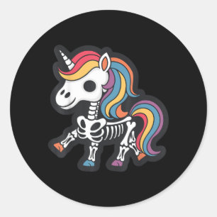 Funny Skeleton Unicorn Lovers Spooky Halloween Classic Round Sticker