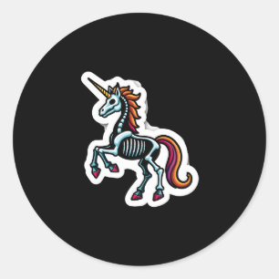 Funny Skeleton Unicorn Lovers Spooky Halloween Cos Classic Round Sticker