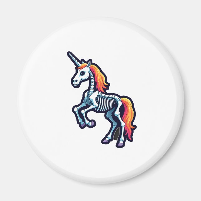 Funny Skeleton Unicorn Lovers Spooky Halloween Cos Magnet (Front)