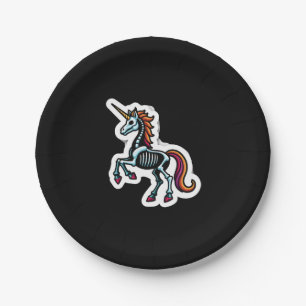 Funny Skeleton Unicorn Lovers Spooky Halloween Cos Paper Plate