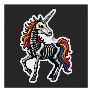 Funny Skeleton Unicorn Lovers Spooky Halloween Cos Poster