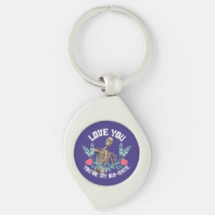 Funny Skeleton Valentine Rib Mate Goth Humour Key Ring
