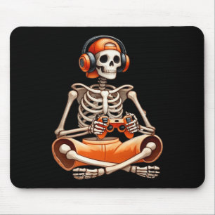 Funny Skeleton Video Game Halloween Gaming Gamer B Mouse Pad