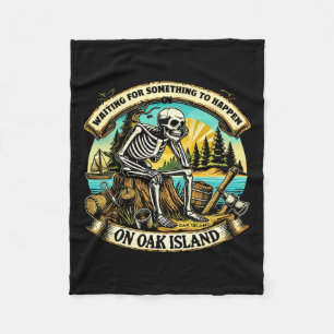 Funny Skeleton Waiting Something To Happen On Oak Fleece Blanket