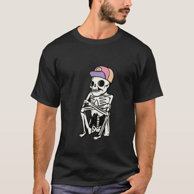 Funny Skeleton waiting T-Shirt (Front)