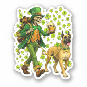 Funny Skeleton Walking Great Dane Gothic Dog Lover