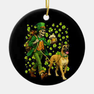 Funny Skeleton Walking Great Dane Gothic Dog Lover Ceramic Ornament