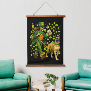 Funny Skeleton Walking Great Dane Gothic Dog Lover Hanging Tapestry