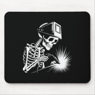Funny Skeleton Welding Lovers Spooky Halloween Wel Mouse Pad