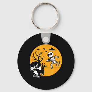Funny Skeleton Wiener Shirt Sausage Dog Halloween Key Ring