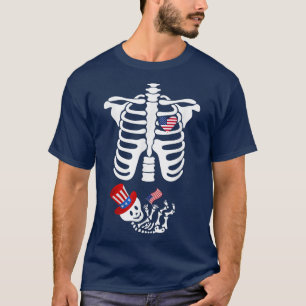 Funny Skeleton Xray 4th of July Maternity Pregnant T-Shirt