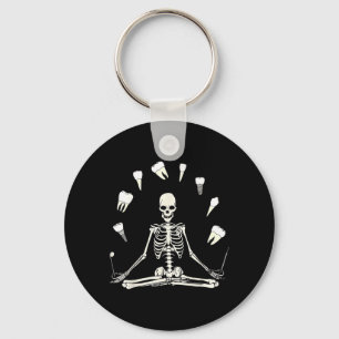 Funny Skeleton Yoga Dental Hygienist Tooth Dentist Key Ring