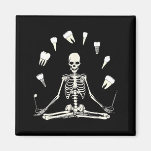 Funny Skeleton Yoga Dental Hygienist Tooth Dentist Magnet