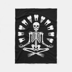 Funny Skeleton Yoga Dentist Tooth Dental Hygienist Fleece Blanket