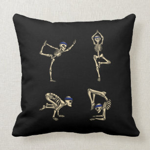 Funny Skeleton Yoga Workout Poses Halloween Cushion