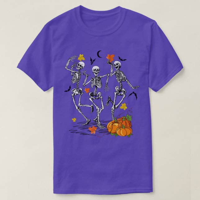 Funny Skeletons Dancing Halloween Dancing  T-Shirt (Design Front)