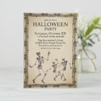Funny Skeletons Dancing Vintage Halloween Party