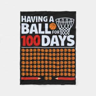 Funny Sketll Having A Ll For 100 Day Of School Tea Fleece Blanket