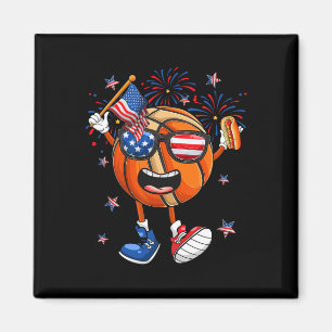 Funny Sketll Holding Hotdog Independence Day 4th O Magnet